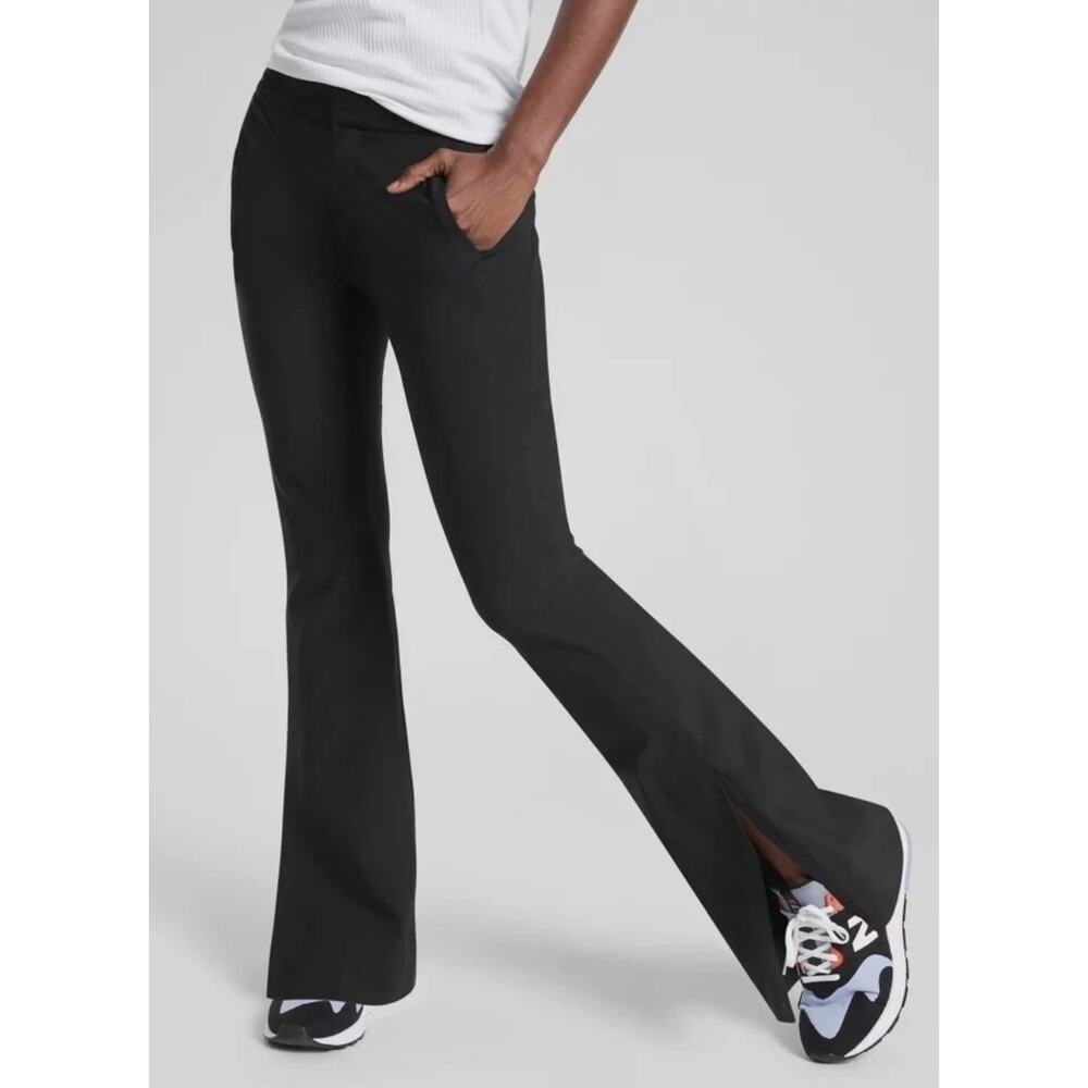 NWT ATHLETA BLACK STELLAR FLARE TROUSER PANTS 486208 SZ 0